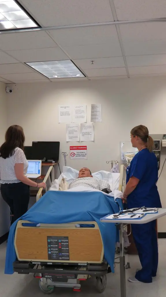 Licensed Vocational Nurse Student Training with LVN Instructor in Vocational Nursing Lab