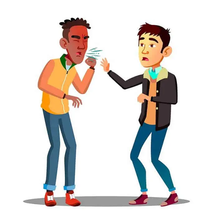 Man with Novel Coronavirus 2019 (COVID-19) incorrectly sneezes without covering his nose & mouth