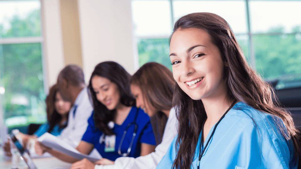 Smiling young Nurse is at Medical College