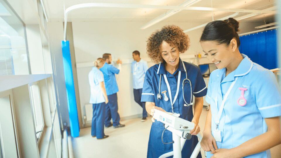 The Vocational Nurse instructor is teaching the young Nursing Student